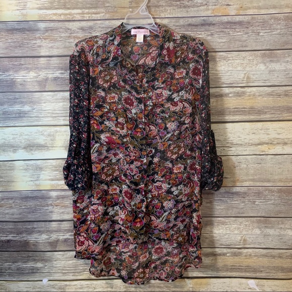 Band of Gypsies Blouse Button Down Floral S Loose - Picture 3 of 5
